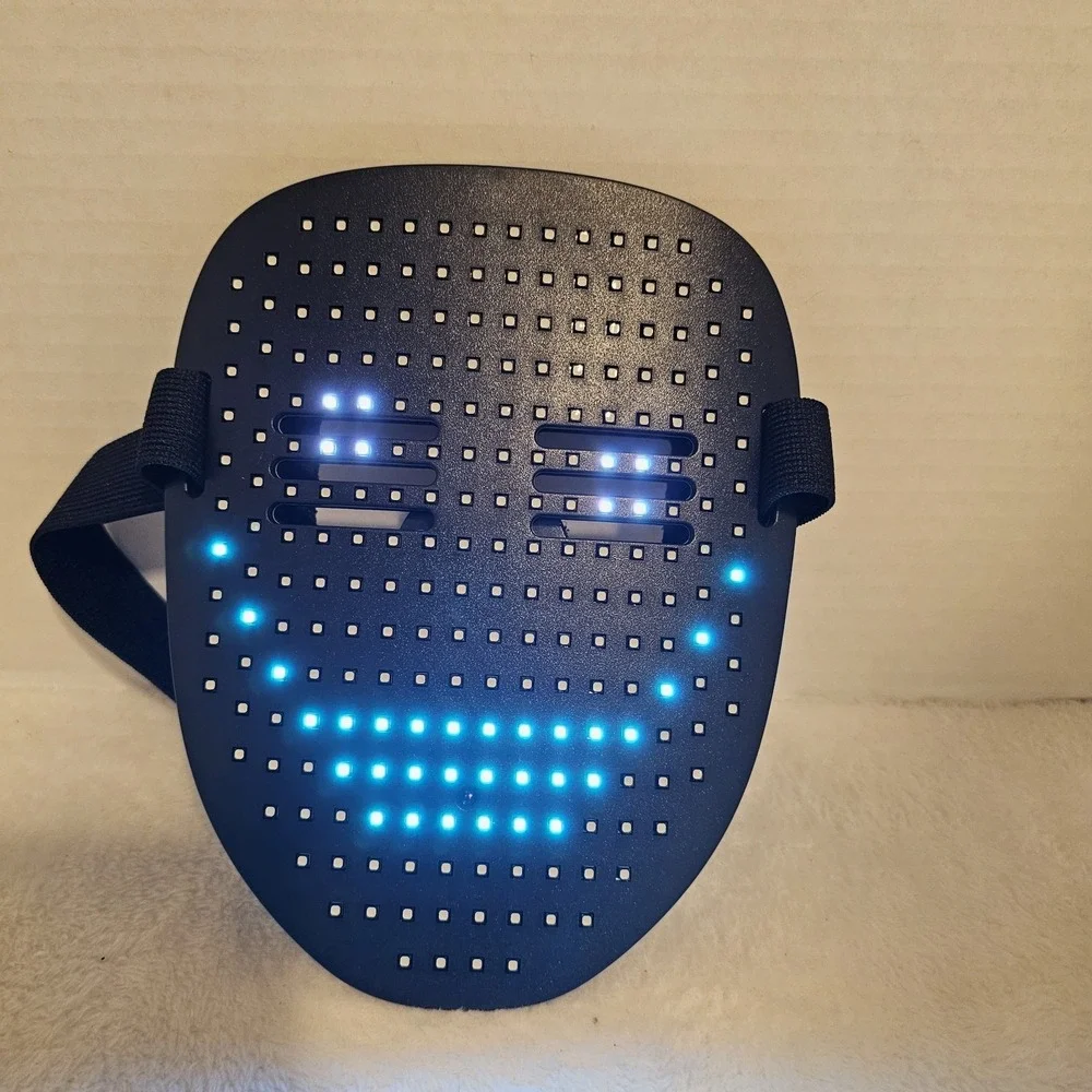 LED Face Mask - Adjustable Strap - USB Charge - Halloween Cosplay Multiple Modes